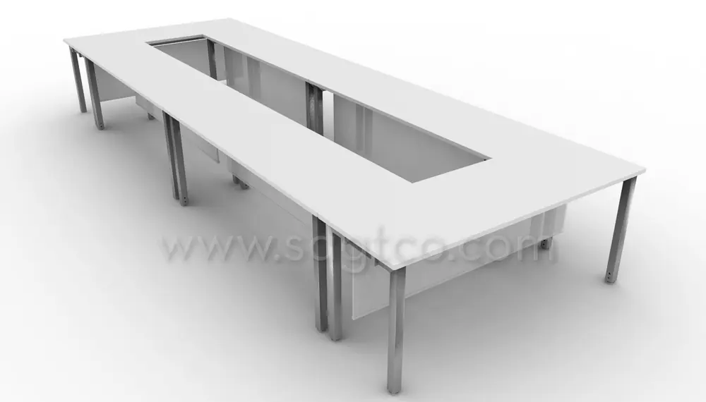 Long white boardroom table